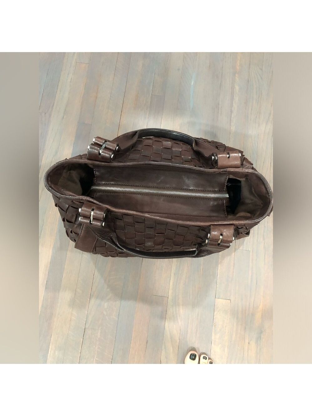 Condotti Italian Leather Handwoven Tote - Dark Brown, Large - Picture 5 of 10